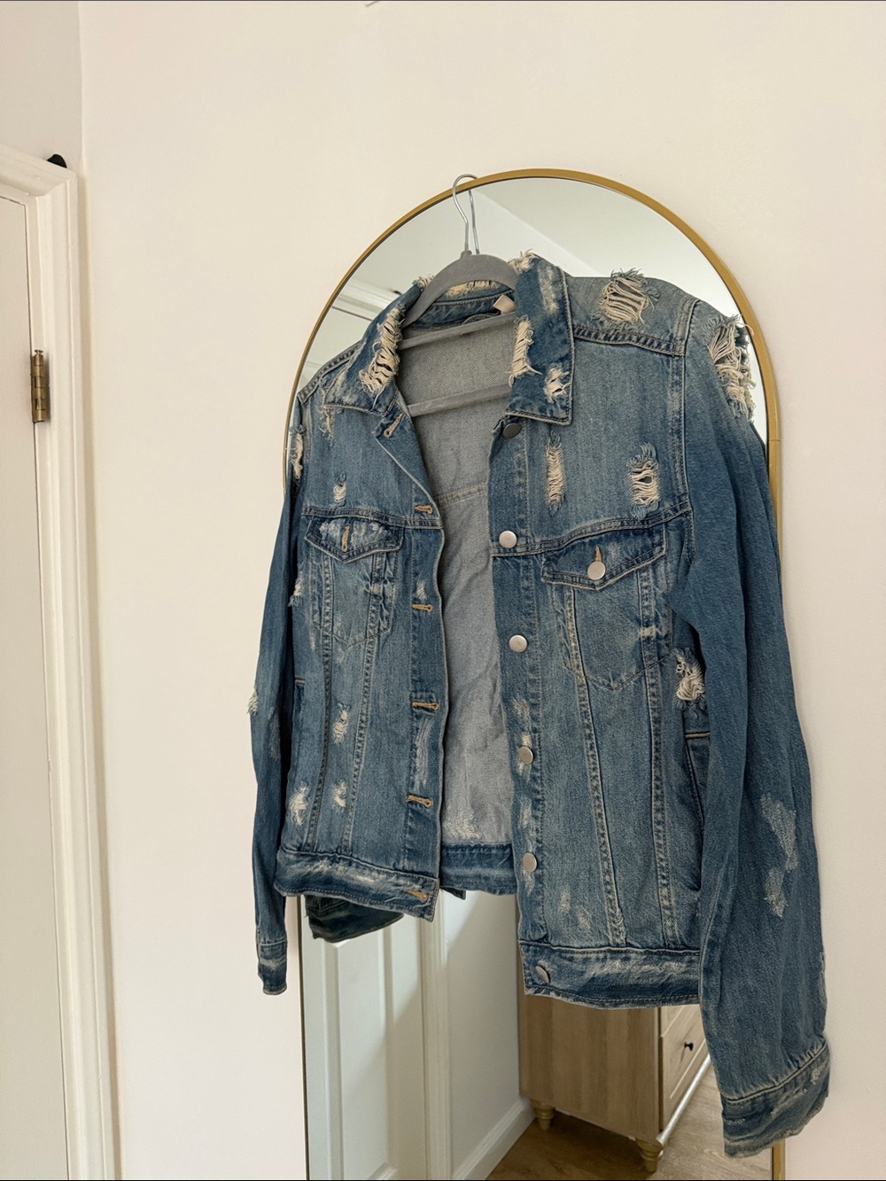 bp Medium Blue Distressed Denim Jacket